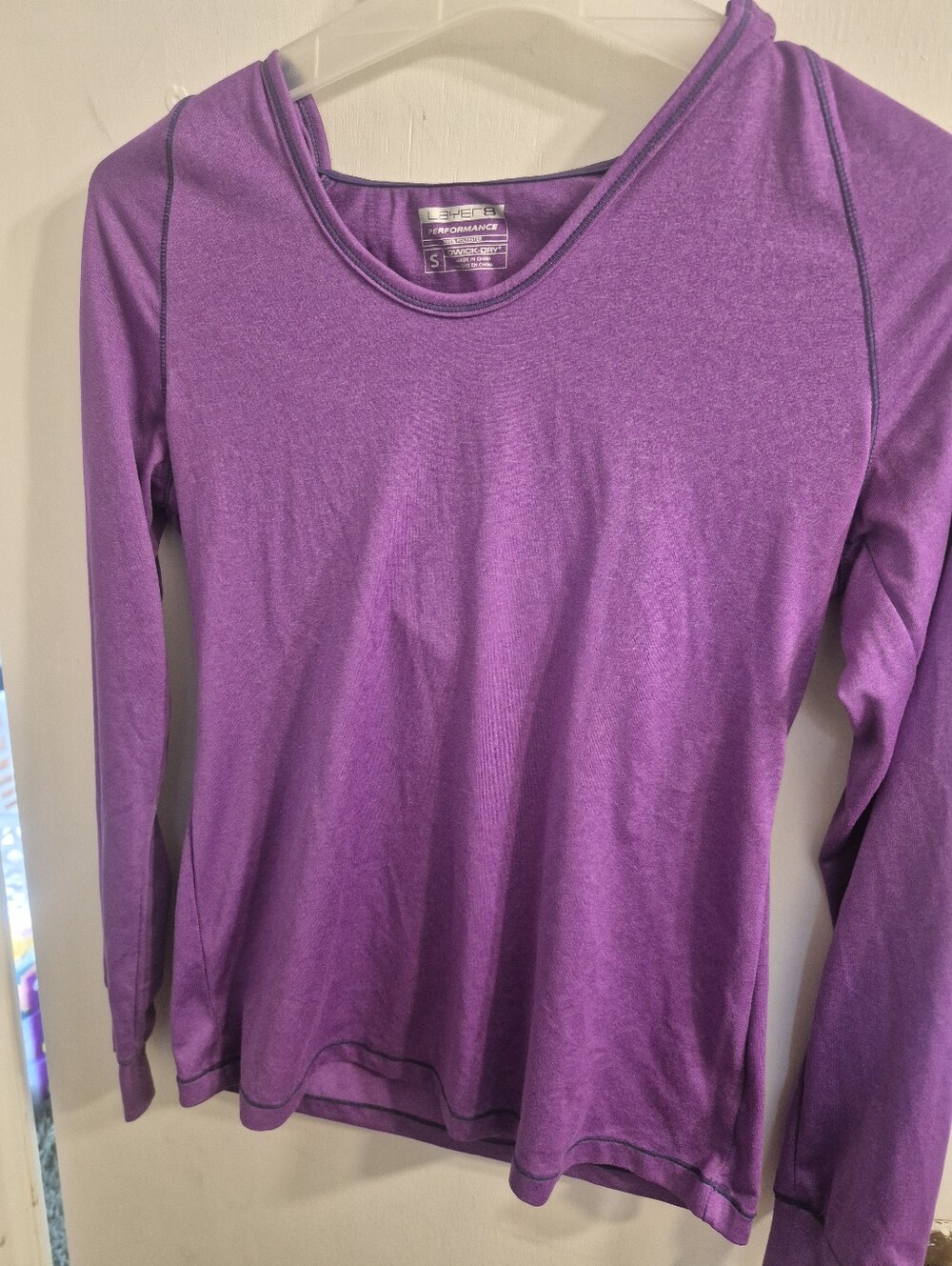 Layer 8 Purple Long Sleeve Crewneck Performance Top